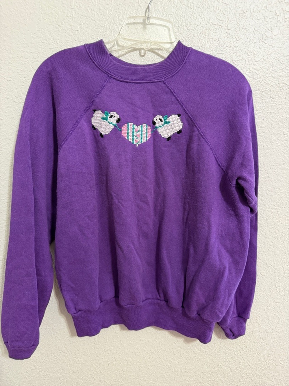 80s vintage cottagecore sheep and hearts sweater granny